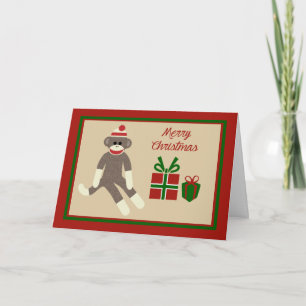 Sock Monkey Christmas holiday card