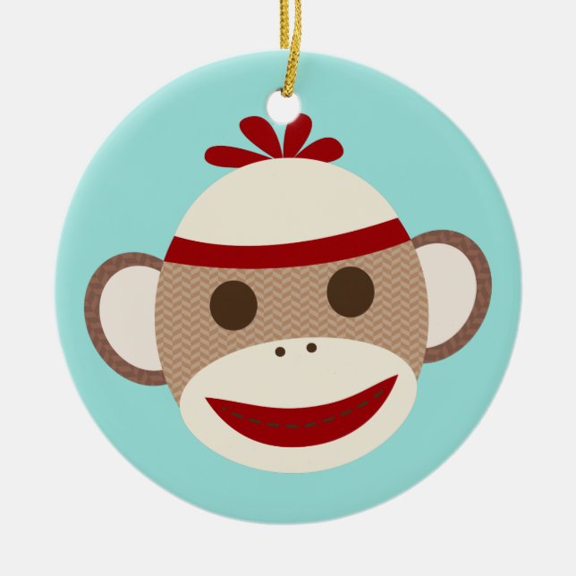 Sock Monkey Christmas Ornament (Front)