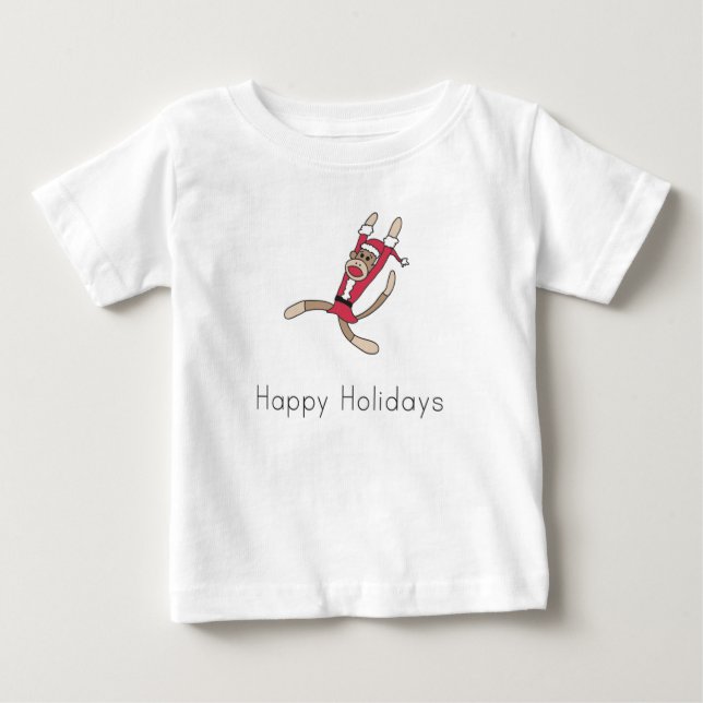 sock monkey christmas pyjamas baby T-Shirt (Front)