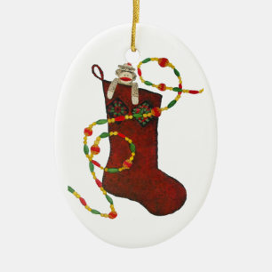 Sock Monkey Christmas Stocking Ornament