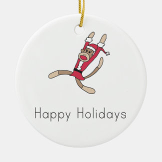sock monkey christmas tree ornament