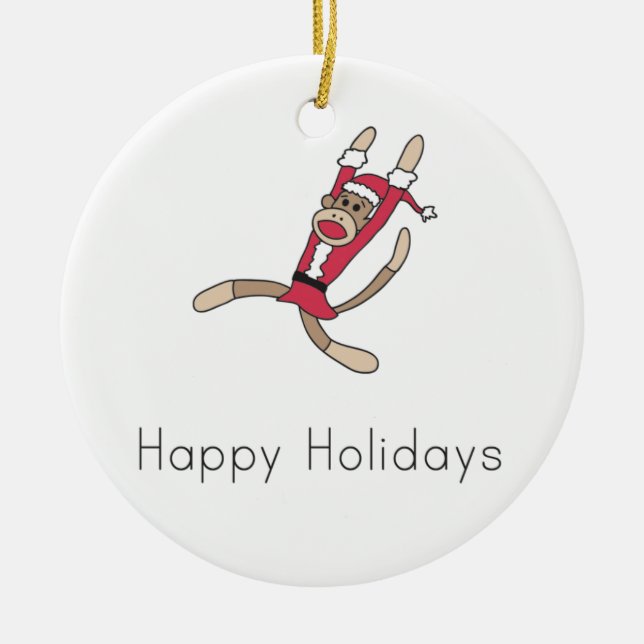 sock monkey christmas tree ornament (Front)