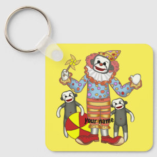 Sock Monkey Clown Key Ring