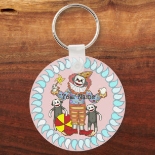 Sock Monkey Clown keychain