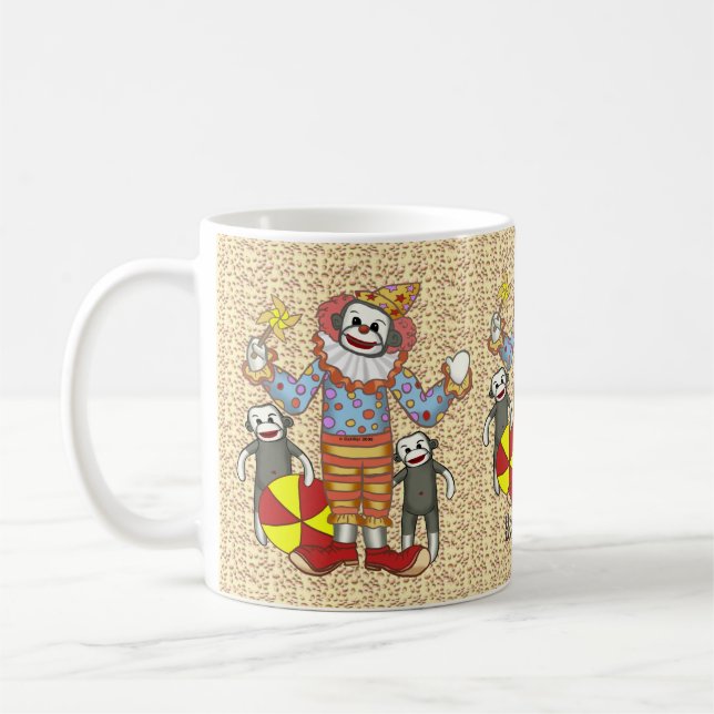 Sock Monkey Clown  mug (Left)
