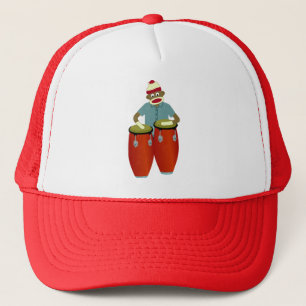 Sock Monkey Conga Drums Trucker Hat