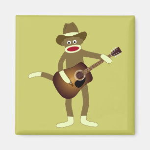 Sock Monkey Country Music Magnet