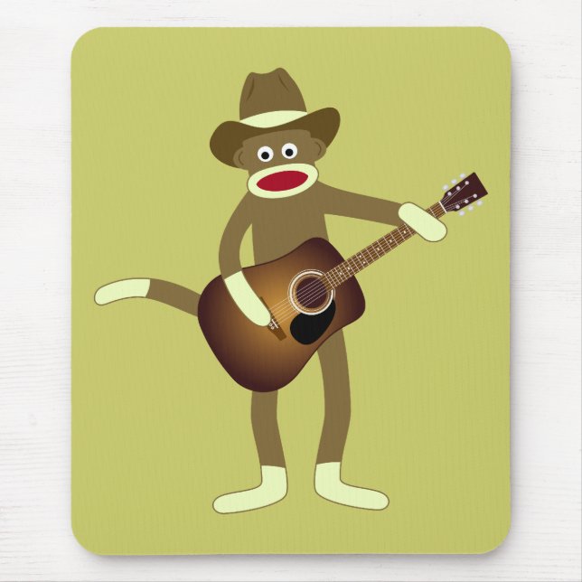 Sock Monkey Country Music Mouse Mat (Front)