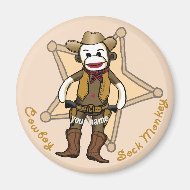 Sock Monkey Cowboy  magnet  (Front)