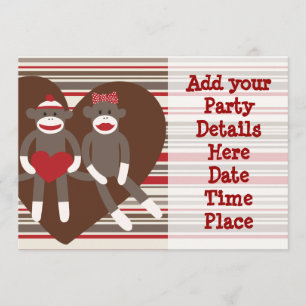 Sock Monkey Custom Party Invitations Templates