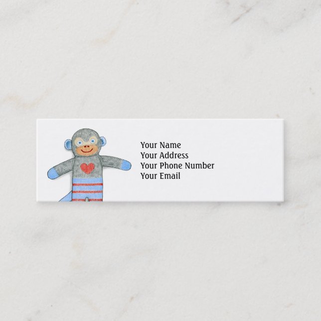 Sock Monkey Customisable Business Card (Front)