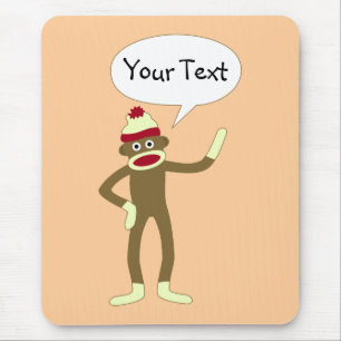 Sock Monkey Customisable Comic Speech Bubble Mouse Mat