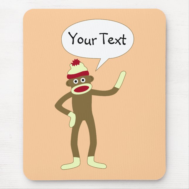 Sock Monkey Customisable Comic Speech Bubble Mouse Mat (Front)