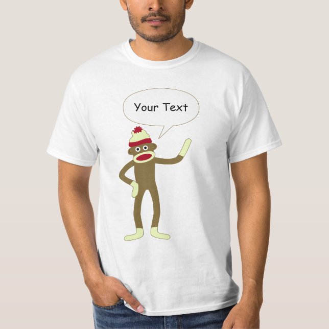 Sock Monkey Customisable Comic Speech Bubble T-Shirt (Front)