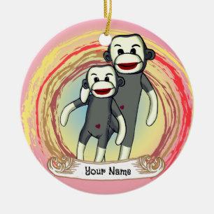 Sock Monkey Dad  Ceramic Tree Decoration