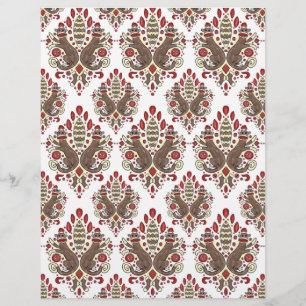 sock monkey damask scrapbook paper
