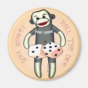 Sock Monkey Dice Magnet