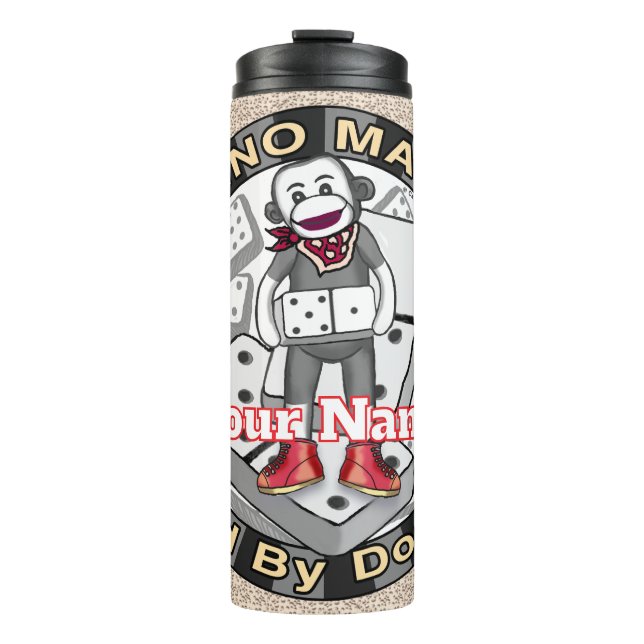 Sock Monkey Domino Master tumbler (Front)