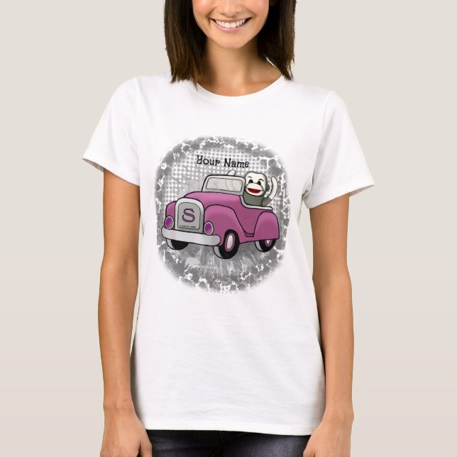 Sock Monkey Driving Car  t-shirt  (Front)