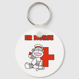 Sock Monkey ER Nurse T-shirts and Gifts Key Ring