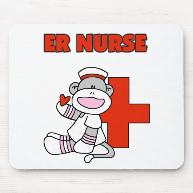 Sock Monkey ER Nurse T-shirts and Gifts Mouse Mat (Front)