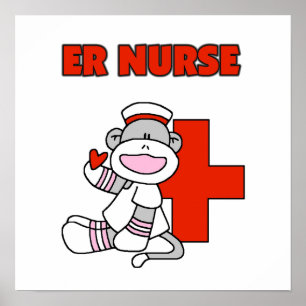 Sock Monkey ER Nurse T-shirts and Gifts Poster