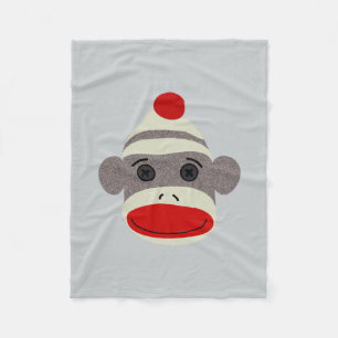 Sock Monkey Face Fleece Blanket