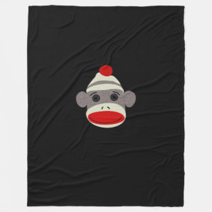 Sock Monkey Face Fleece Blanket