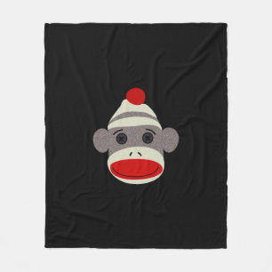 Sock Monkey Face Fleece Blanket