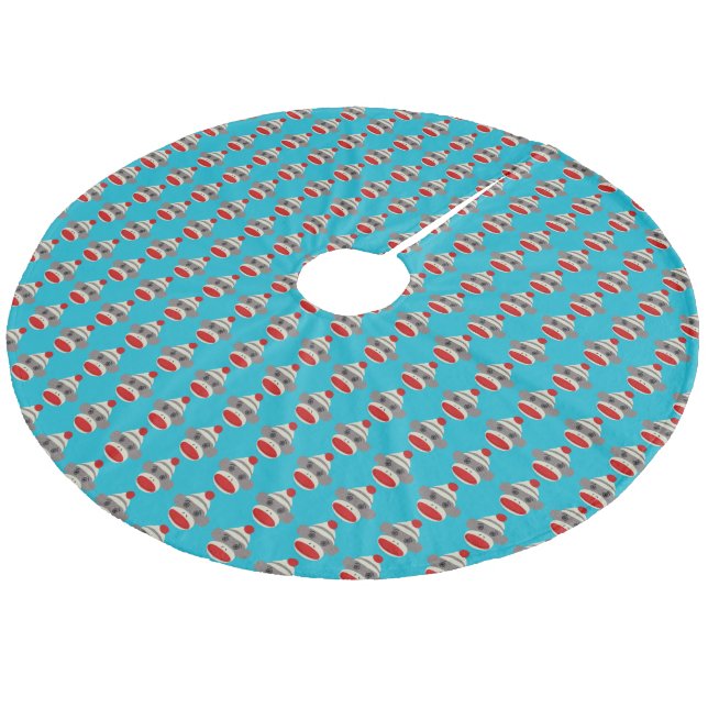 Sock Monkey Face Fleece Tree Skirt (Angled)