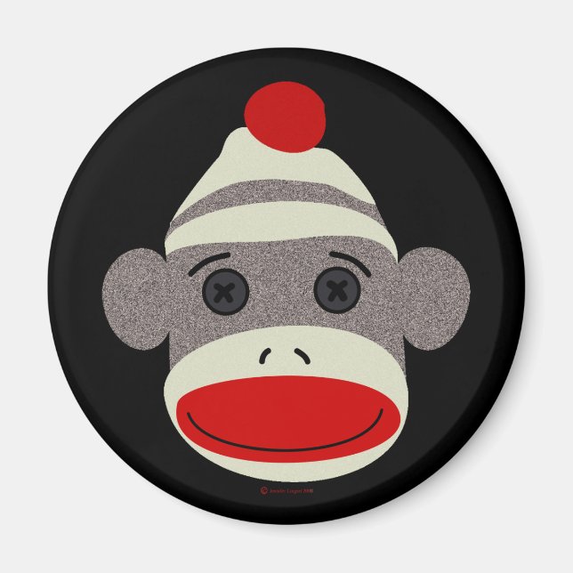 Sock Monkey Face Magnet (Front)