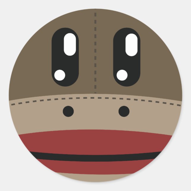 Sock Monkey Face Products Classic Round Sticker (Front)
