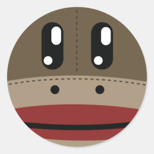 Sock Monkey Face Products Classic Round Sticker
