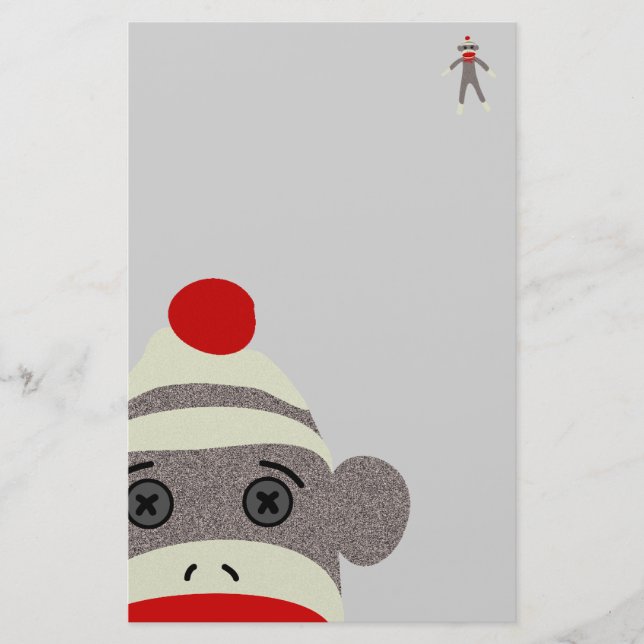 Sock Monkey Face Stationery (Front)
