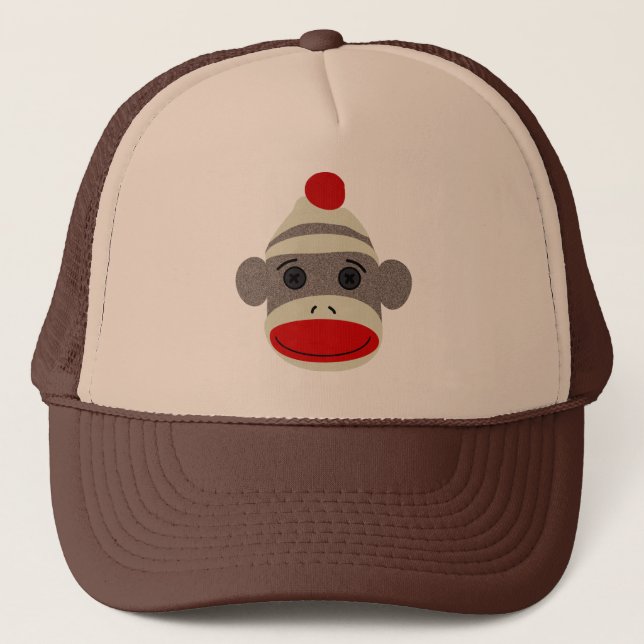 Sock Monkey Face Trucker Hat (Front)