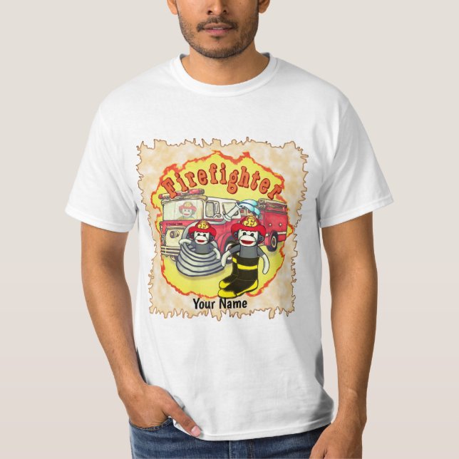 Sock Monkey Firetruck  T-Shirt (Front)