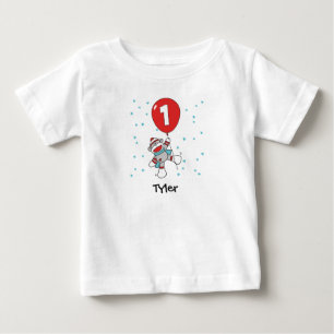 Sock Monkey First Birthday Baby T-Shirt