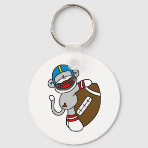 Sock Monkey Football Key Ring