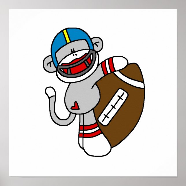 Sock Monkey Football T shirts and Gifts Poster (Front)