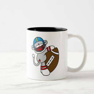 Sock Monkey Football Two-Tone Coffee Mug