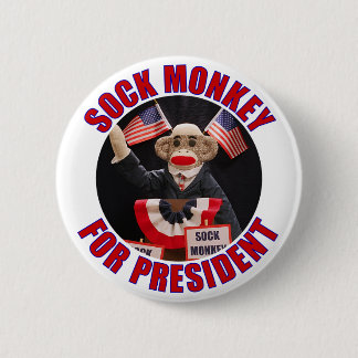 Sock Monkey for President Button