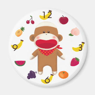 Sock Monkey Fruit Basket Magnet