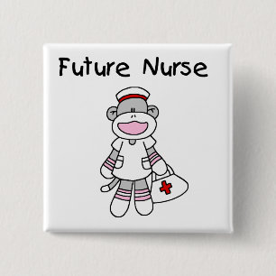 Sock  Monkey Future Nurse T-shirts and Gifts 15 Cm Square Badge