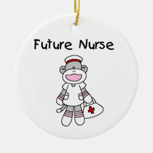 Sock Monkey Future Nurse T-shirts and Gifts Ceramic Tree Decoration