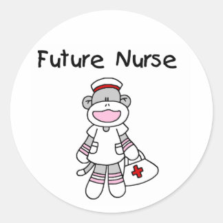 Sock  Monkey Future Nurse T-shirts and Gifts Classic Round Sticker