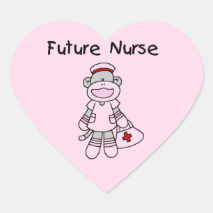 Sock Monkey Future Nurse T-shirts and Gifts Heart Sticker