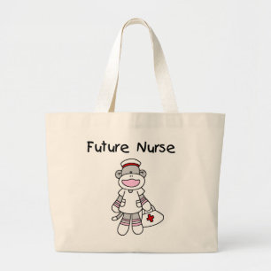 Sock  Monkey Future Nurse T-shirts and Gifts Large Tote Bag