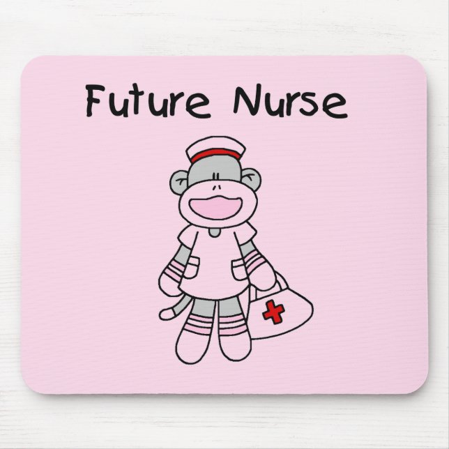 Sock  Monkey Future Nurse T-shirts and Gifts Mouse Mat (Front)