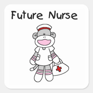 Sock Monkey Future Nurse T-shirts and Gifts Square Sticker