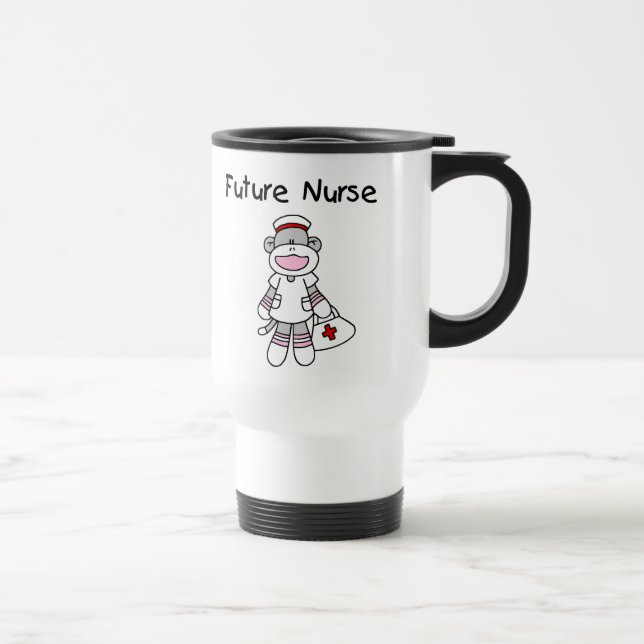 Sock  Monkey Future Nurse T-shirts and Gifts Travel Mug (Right)